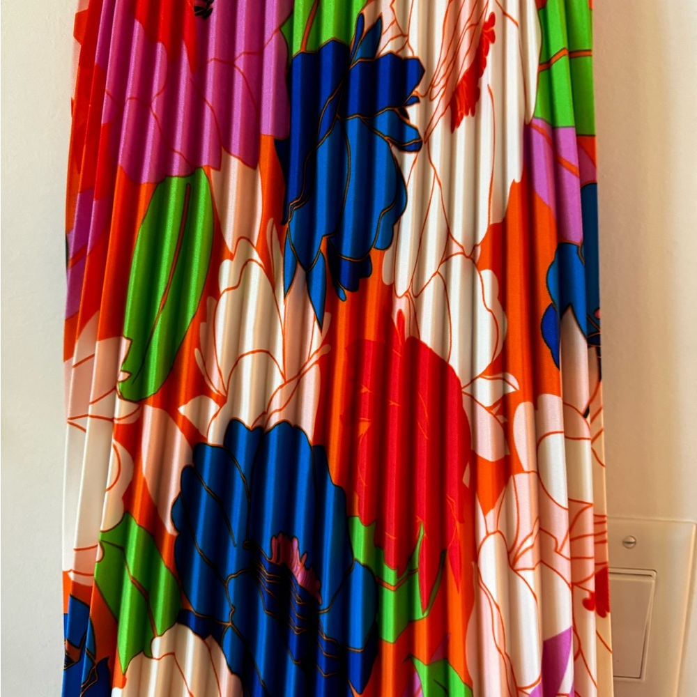 Sam Edelman Retro Multicolor Floral Plisse Sleeveless Midi Dress XL NWT - Picture 3 of 12
